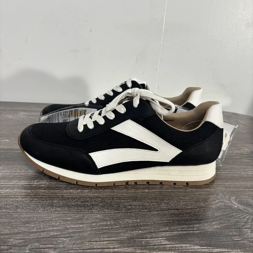 Denver Hayes Braylee Shoes Mens Size 8 Black White Casual Sneaker Sample Lace Up